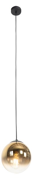 Lampa wisząca w stylu art deco czarna ze złotym szkłem 20 cm - Pallon