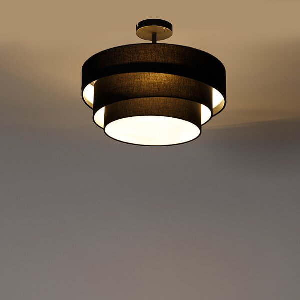 Nowoczesna lampa sufitowa czarna 45 cm 3-światła - Drum Trio