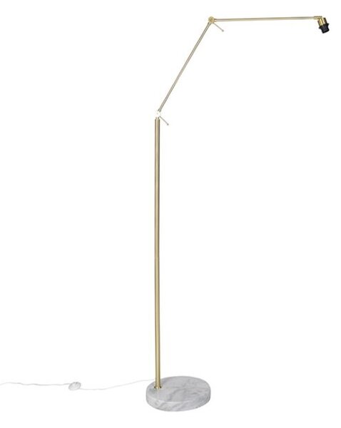 Nowoczesna lampa podłogowa złota z abażurem z aksamitu w kolorze różowym 50 cm - Editor