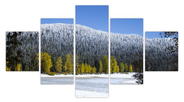 Obraz - ośnieżone góry zimą (125x70 cm)