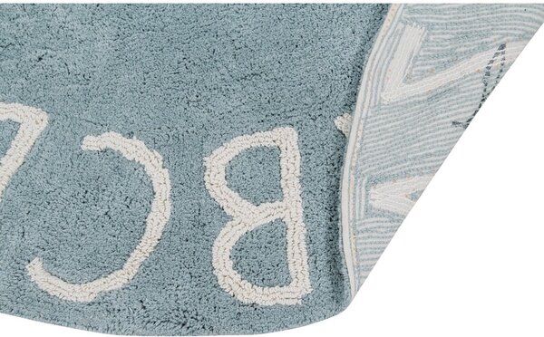 Jasnoniebieski bawełniany dywan dziecięcy tkany ręcznie odpowiedni do prania ø150 cm ABC Vintage Blue – Lorena Canals