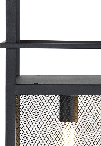 Industrialna lampa wisząca czarna z siatką 4-światłowa - Cage Rack