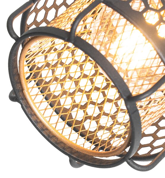 Designerska lampa podłogowa czarna ze złotem 3-światła - Noud