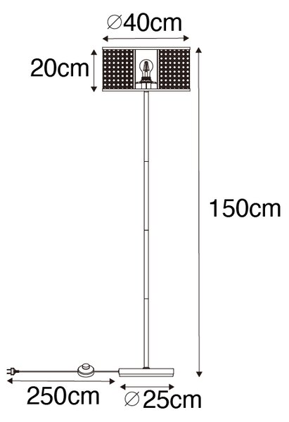 Orientalna lampa podłogowa biała z rattanu 40 cm - Akira