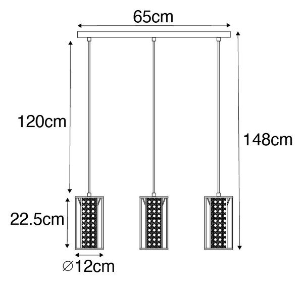 Orientalna lampa wisząca biała z rattanu 3-światłowa owalna - Akira