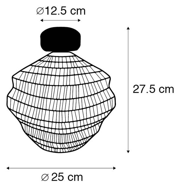 Orientalna lampa sufitowa czarna 25 cm - Vadi