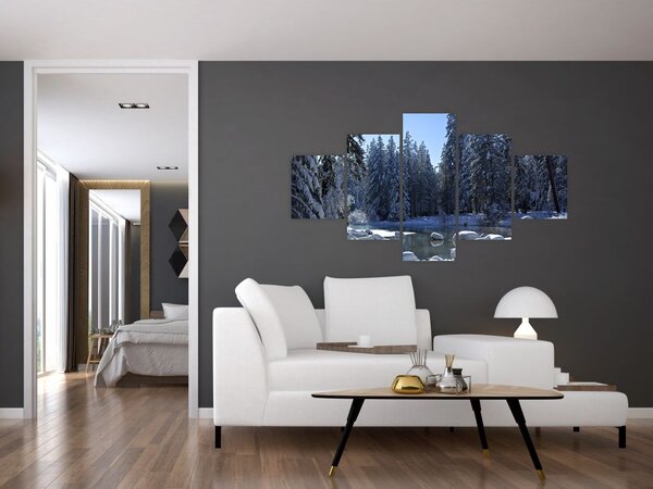 Obraz śnieżnego lasu (125x70 cm)