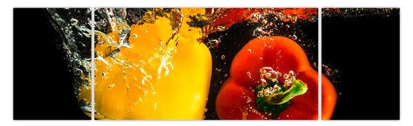 Obraz - papryki w wodzie (170x50 cm)