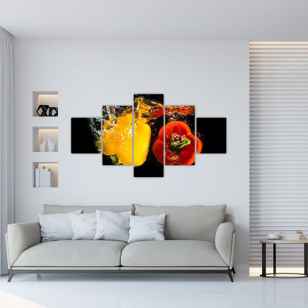 Obraz - papryki w wodzie (125x70 cm)