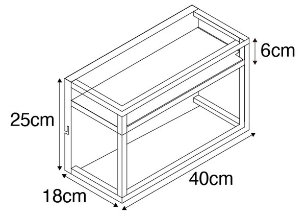 Industrialna lampa ścienna czarna z półką 2-światła - Cage Rack