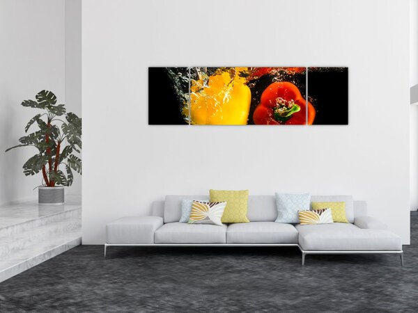 Obraz - papryki w wodzie (170x50 cm)
