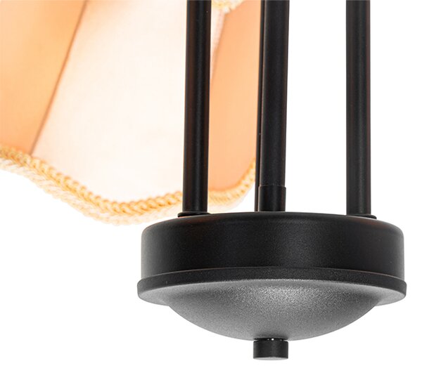 Klasyczna lampa sufitowa czarna z złotym kloszem 3-światłowa - Nona
