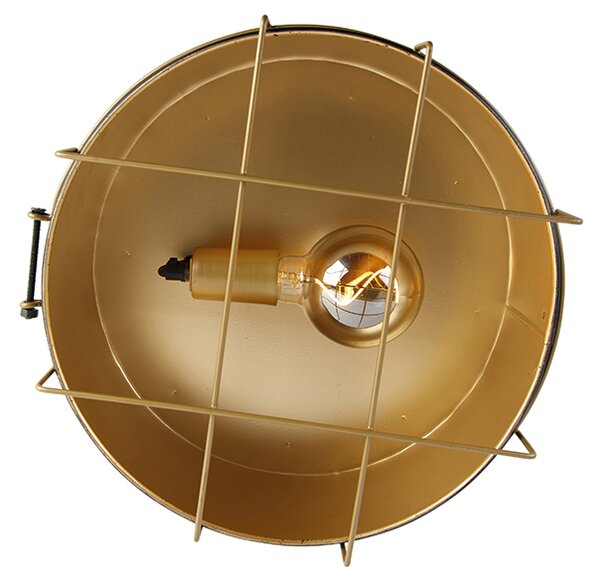 Industrialna lampa sufitowa czarna ze złotem 35 cm - Barril