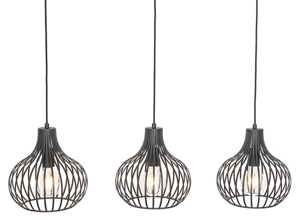 Nowoczesna lampa wisząca czarna 3-światłowa - Saffira