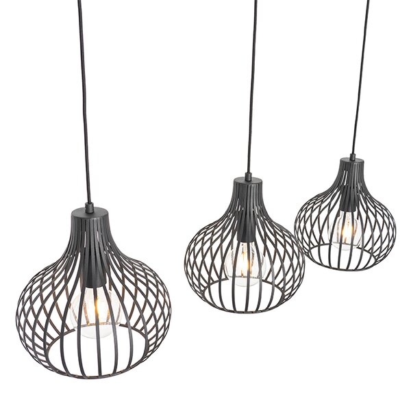 Nowoczesna lampa wisząca czarna 3-światłowa - Saffira