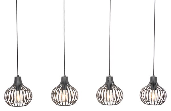Nowoczesna lampa wisząca czarna 4-światłowa - Saffira