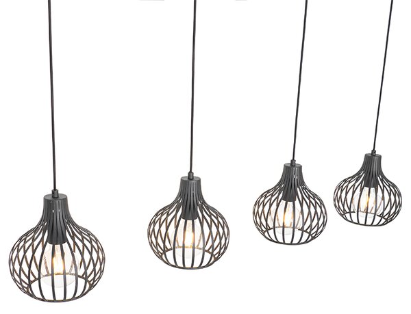 Nowoczesna lampa wisząca czarna 4-światłowa - Saffira