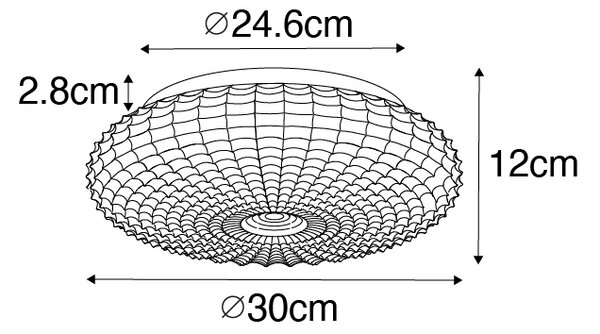 Klasyczna lampa sufitowa czarna z przydymionym szkłem 30 cm IP44 - Nohmi