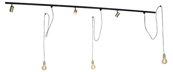 Nowoczesny system szynowy z 3 reflektorami i 3 lampami wiszącymi złoty 1-fazowy - Iconic Cavalux Jeana