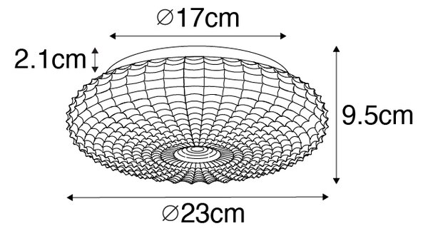 Klasyczna lampa sufitowa czarna z przydymionym szkłem 23 cm IP44 - Nohmi