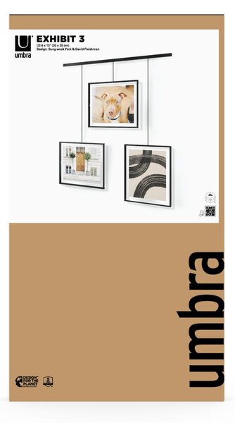 Czarne metalowe ramki ścienne zestaw 3 szt. 73x82 cm Exhibit – Umbra