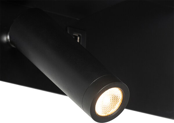 Nowoczesna lampa ścienna czarna w komplecie z LED i USB - Thijs