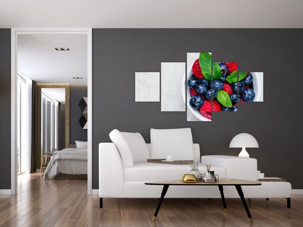 Obraz- miska z leśnymi owocami (125x70 cm)