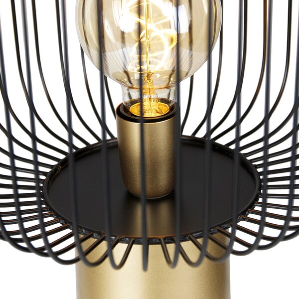 Designerska lampa podłogowa czarna ze złotem - Mayelle
