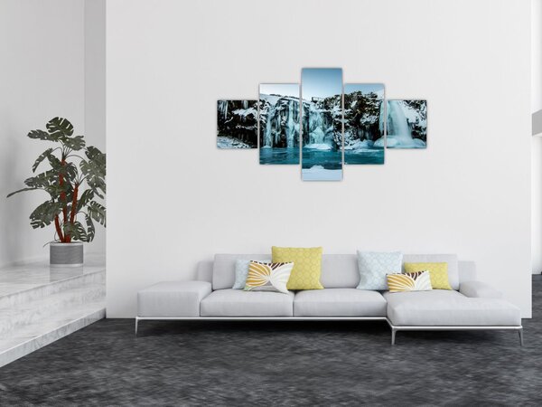Obraz zamarzniętych wodospadów (125x70 cm)
