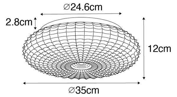 Klasyczna lampa sufitowa czarna z opalowym szkłem 35 cm IP44 - Nohmi