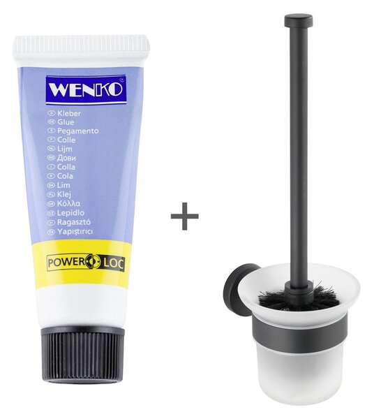 Samoprzylepna szklana szczotka do WC w kolorze matowej czerni Bosio – Wenko