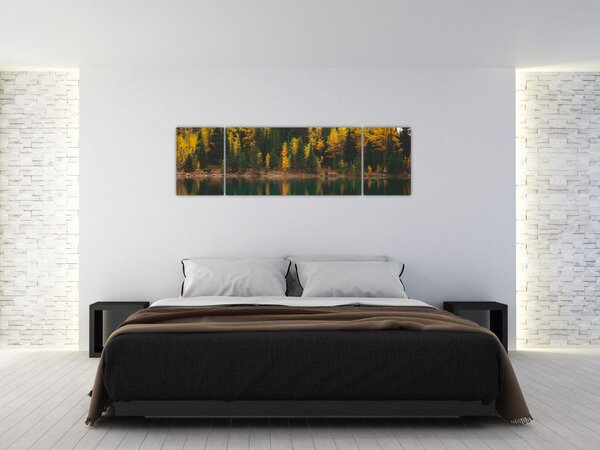 Obraz leśnego jeziora (170x50 cm)