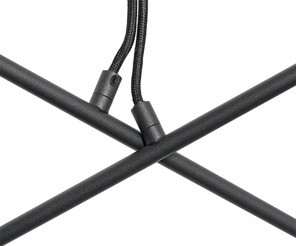 Lampa wisząca czarna z mosiądzem i przydymionym szkłem 6-świateł - Vidro