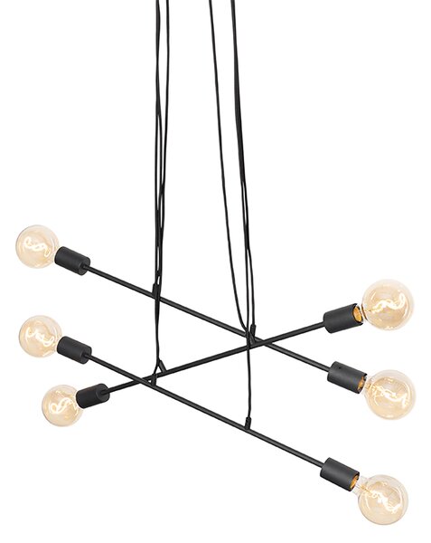 Nowoczesna lampa wisząca czarna 80 cm 6-światłowa - Sydney