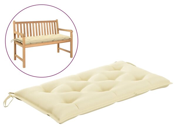Poduszka na ławkę ogrodową, biała, 100x50x7 cm, tkanina