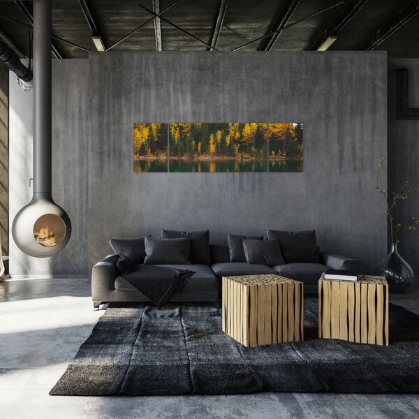 Obraz leśnego jeziora (170x50 cm)