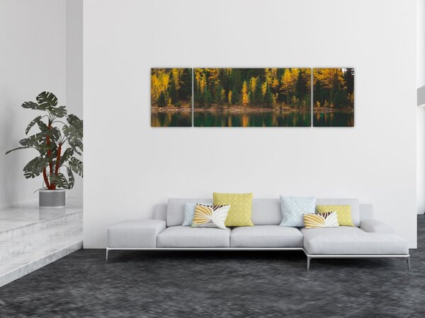 Obraz leśnego jeziora (170x50 cm)