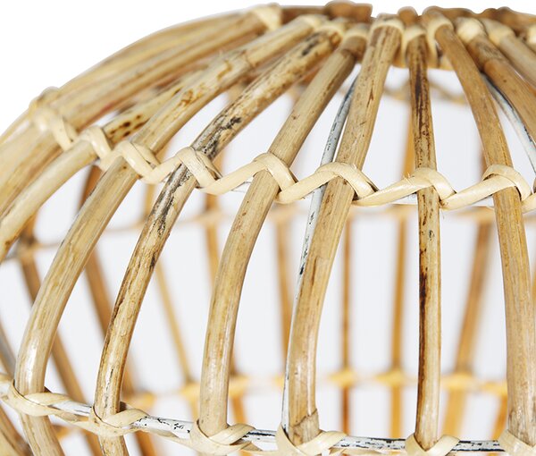 Rustykalna lampa podłogowa trójnóg bambusowa z białym - Canna Diamond
