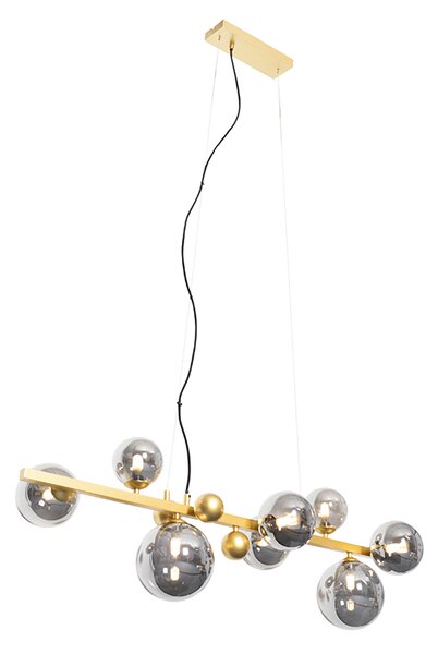 Lampa wisząca w stylu art deco złota z dymionym szkłem 8-świateł - David