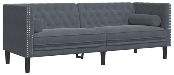 Sofa chesterfield aksamitna ciemnoszara z gÅÄbokim tuftingiem
