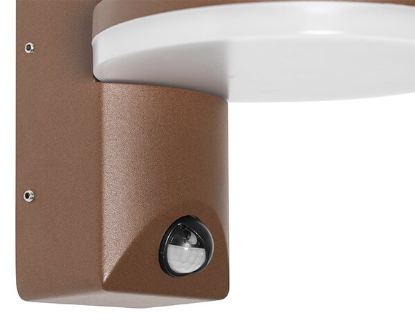 Lampa ścienna zewnętrzna brązowa rdza w tym LED IP54 czujnik ruchu - Esmee