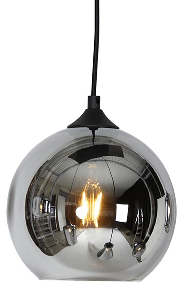 Lampa wisząca w stylu art deco czarna z przydymionym szkłem 6-świateł - Wallace