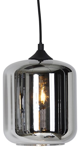 Lampa wisząca w stylu art deco czarna z przydymionym szkłem 6-świateł - Wallace
