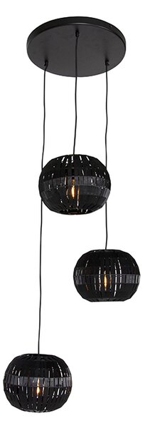 Nowoczesna lampa wisząca czarna 3-punktowa - Zoë
