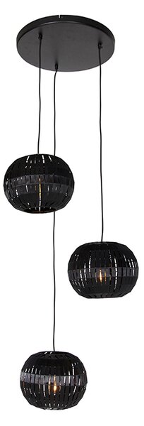 Nowoczesna lampa wisząca czarna 3-punktowa - Zoë