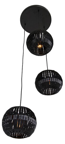 Nowoczesna lampa wisząca czarna 3-punktowa - Zoë