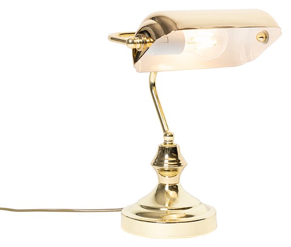 Klasyczna lampa stołowa / lampa notariusza mosiądz - Banker