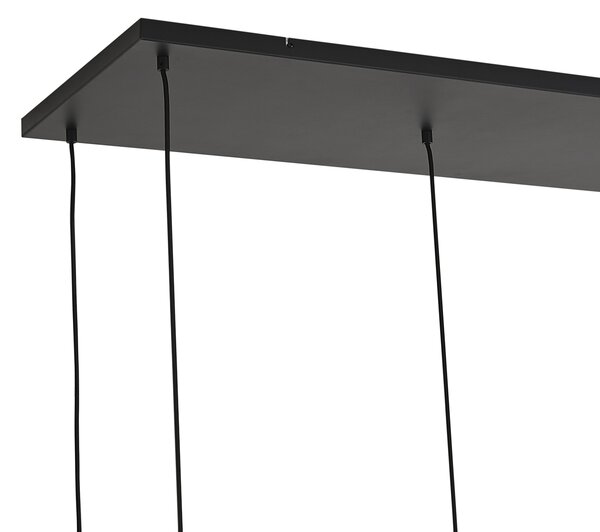 Lampa wisząca Art Deco czarna z przydymionym szkłem 5-źródłowa - Wallace