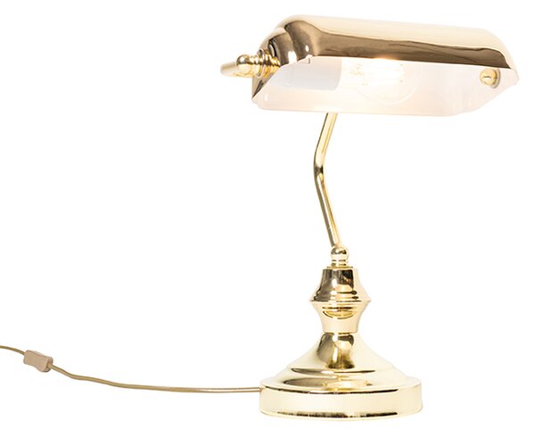 Klasyczna lampa stołowa / lampa notariusza mosiądz - Banker