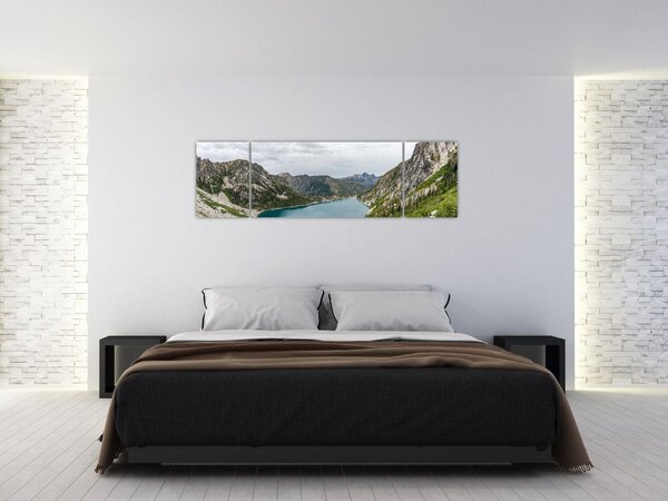 Obraz jeziora w górach (170x50 cm)